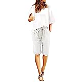 Duke Shorts Womens Bermuda Shorts Casual Summer Lightweight Outdoor Shorts Trendy Beach Vacation Athletic Shorts with Pockets(White,4X-Large)