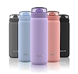 Ello Cooper Vacuum Insulated Stainless Steel Water Bottle Silicone Straw, 22 oz, Lilac
