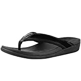 MEGNYA Comfortable Orthopeic Flip Flops for Women, Best Plantar Fasciitis Sandals for Flat Feet with Arch Support, Thong Sandals for walking Beach black size 8