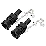 X AUTOHAUX 2pcs XL Size Aluminum Alloy Universal Turbo Sound Exhaust Muffler Pipe Whistle Car Roar Maker Black