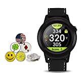 Golf Buddy Aim W10 Bluetooth Wireless Golf GPS Smartwatch Bundle with 5 Ball Markers and 1 Hat Clip - GPS Rangefinder Watch - Black