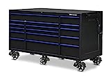 Montezuma Tool Box - 72' x 30' 16 Drawer Rolling Tool Cabinet with Multiple Power Outlets & Black Powder Coat Finish - M723016TC