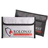 ROLOWAY Small Fireproof Bag (5 x 8 inches), Non-itchy Fireproof Money Bag, Fireproof Wallet Bag, Cash Fireproof Bag Set for Valuables - Passport, Currency & Keys (2-Pack)