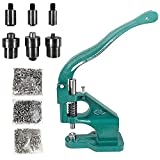 QWORK - Hand Press Heavy Duty Eyelet Grommet Machine Punch Tool Kit with 3 Dies and 1500 Pcs Silver Grommets